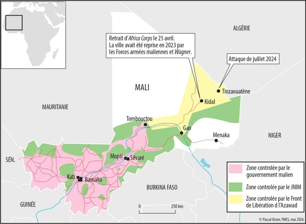 Mali security crisis map showing key locations