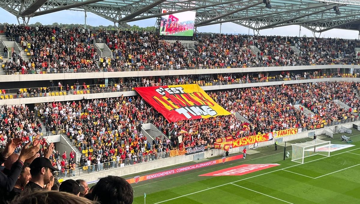 Le Mans FC supporters in the stands during a match