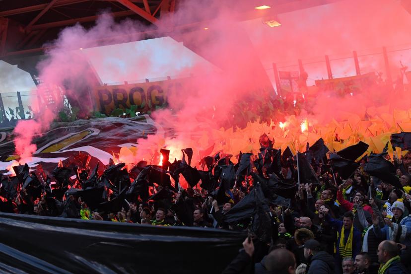 Fans in the Tribune Loire stand in 2019