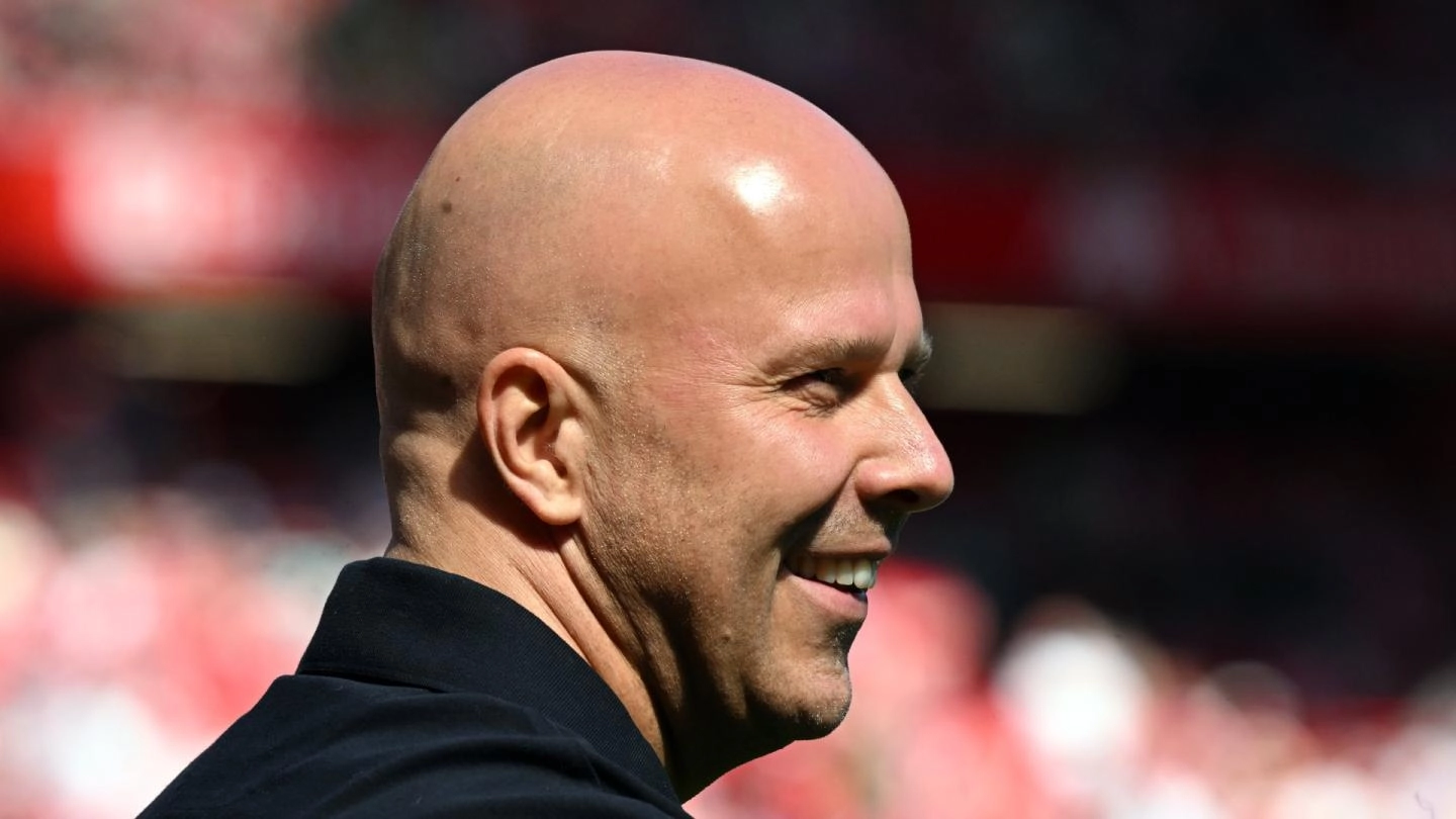 Arne Slot during a press conference at Anfield