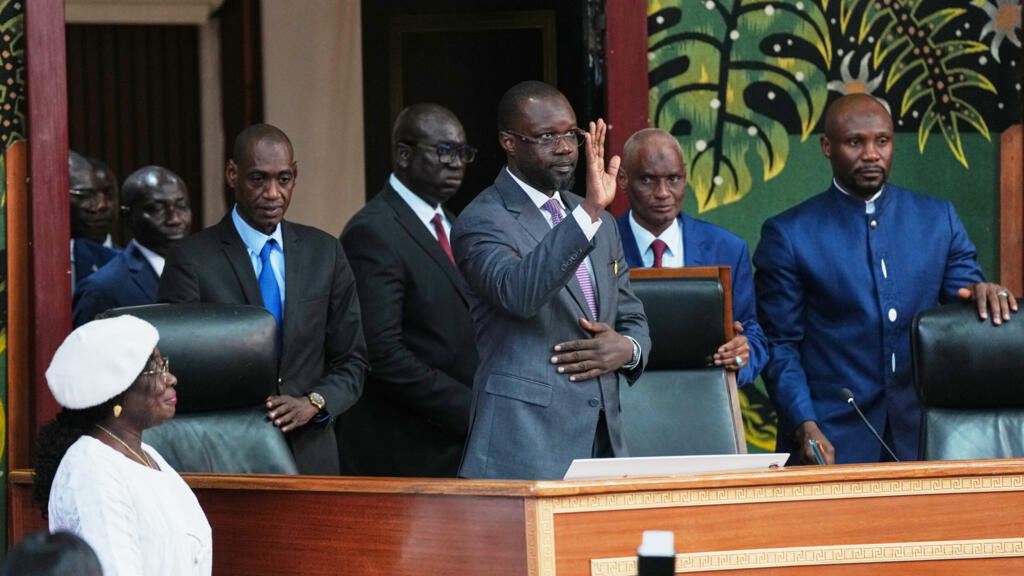 Ousmane Sonko addressing the press following his election as President of the National Assembly in Dakar on May 26, 2026.
