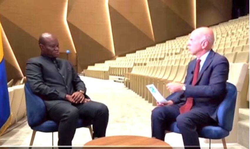 President Oligui Nguema speaking at the Cité de la Démocratie in Libreville
