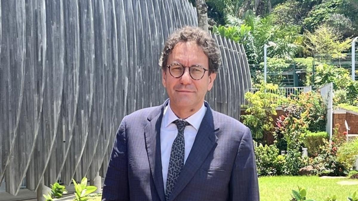 French Ambassador Fabrice Mauriès speaking at Gabon’s 14 July celebrations