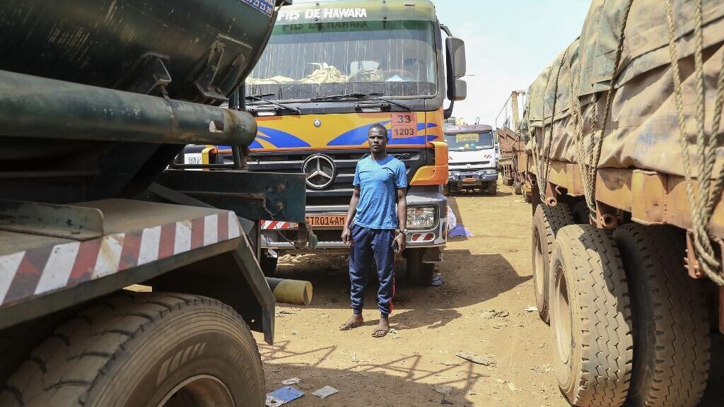 Trucks waiting on the main road linking Bangui in Central African Republic to Douala in Cameroon (illustrative image).
