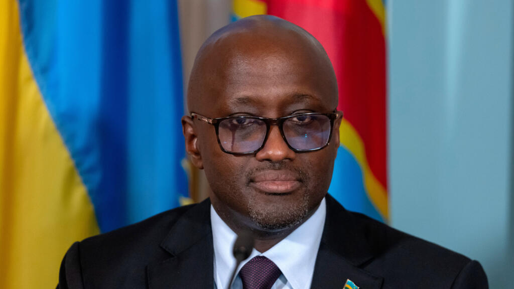 Rwandan Foreign Minister Olivier Nduhungirehe attending a peace ceremony between Rwanda and the DRC at the U.S. Department of State, Washington, June 27, 2025 [illustrative image].
