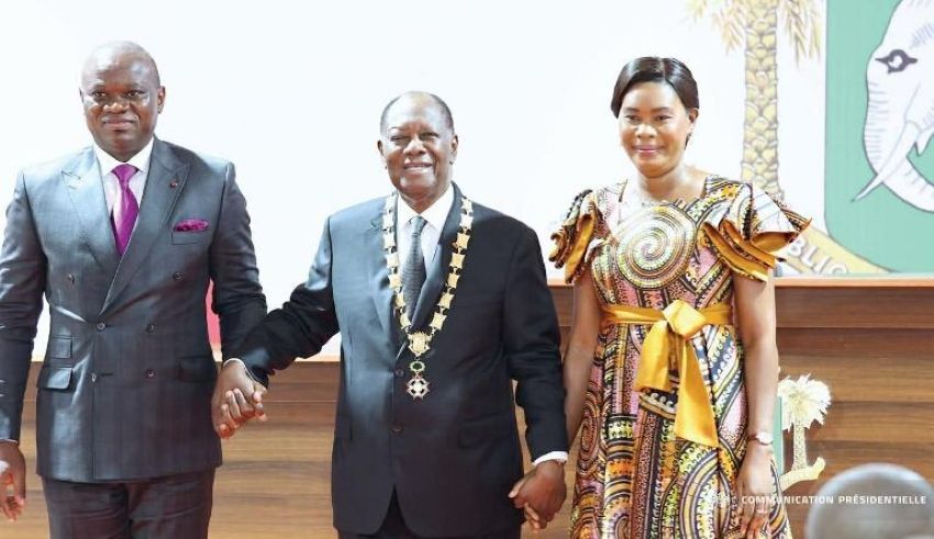 Gabon's President Oligui Nguema and Côte d'Ivoire's President Alassane Ouattara at a diplomatic event
